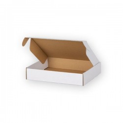 Cardboard box 250x200x50mm, FEFCO 0427, White color, 3-layer, parcel locker - size S, + 10pcs