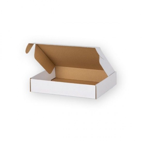 Cardboard box 250x200x50mm, FEFCO 0427, White color, 3-layer, parcel locker - size S, + 10pcs