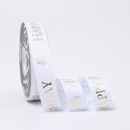 Ribbon HAPPY BIRTHDAY 25mm/40m, white