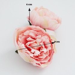 Artificial flower heads d-7cm PEONY light pink 2pcs