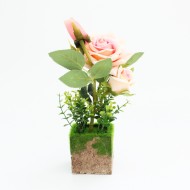 Искусственный цветок роза h27см "beige-pink"