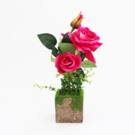 Искусственный цветок роза h27см "fuchsia"