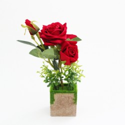 Artificial flower velvet rose h27cm, red