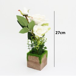 Artificial flower velvet rose h27cm, white