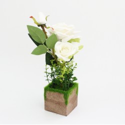 Artificial flower velvet rose h27cm, white