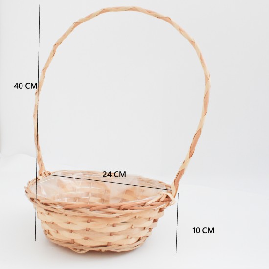 Плетёная корзинка с ручкой, натуральный цвет, 24×H10/40 см