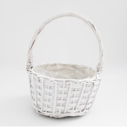 Basket with Handle, White, 20×18×H11/28 cm., 1pcs.
