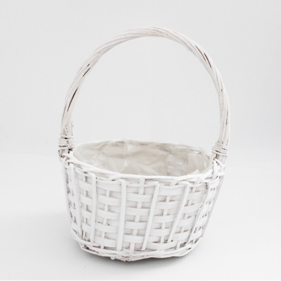 Basket with Handle, White, 20×18×H11/28 cm., 1pcs.