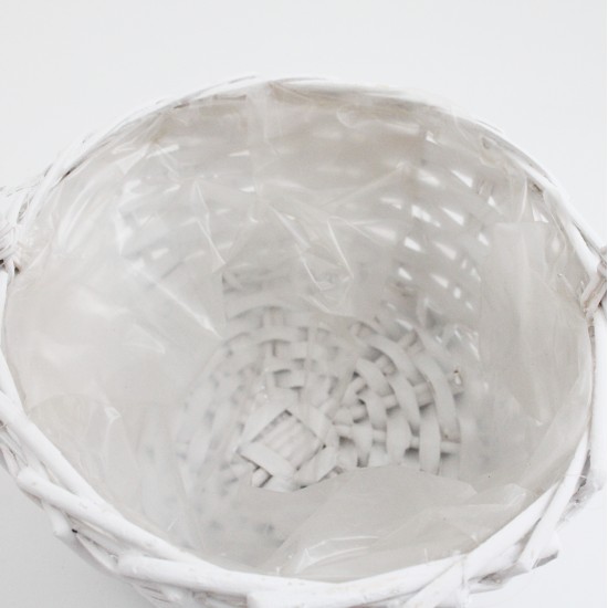 Basket with Handle, White, 20×18×H11/28 cm., 1pcs.
