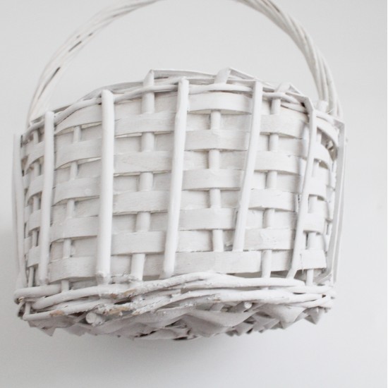 Basket with Handle, White, 20×18×H11/28 cm., 1pcs.