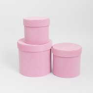 Flower boxes set 3pcs velvet "pink"