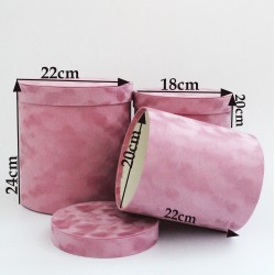 Velvet flower boxes size XL set  3pcs, pink