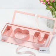 Flower box I LOVE YOU , 44.5x15.5x9.7cm, 1pcs, pink