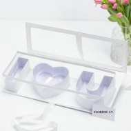 Flower box I LOVE YOU , 44.5x15.5x9.7cm, 1pcs, white