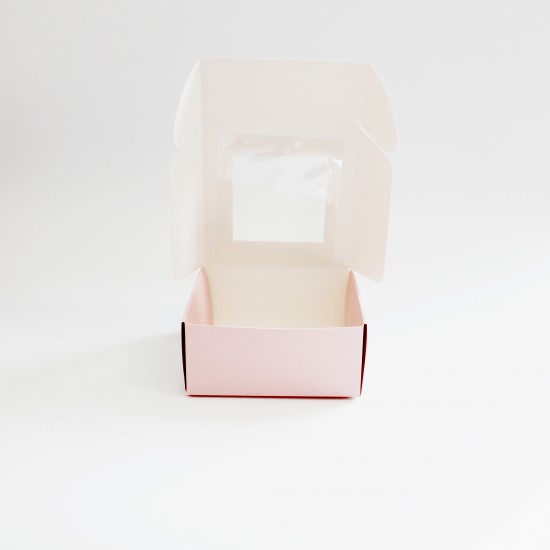 Boxes with window 25*25*9cm, 10 pcs, light pink