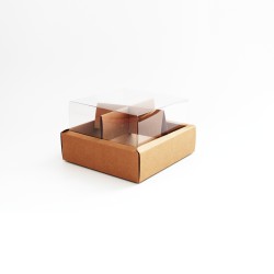 Подарочная коробка с прозрачной крышкой 17*17*10см , коричневая 12шт.
