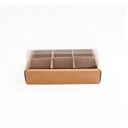 Подарочная коробка с прозрачной крышкой 24*17*10см , коричневая 12шт.
