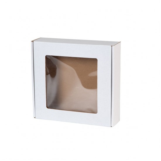 Коробка с окном 200*200*100мм цвет белый FEFCO 0427