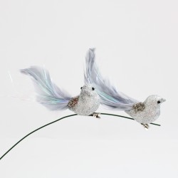 Artificial Bird 2 pcs, grey