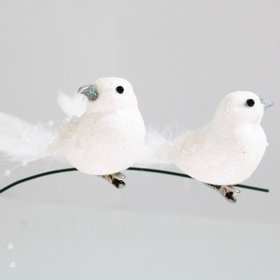 Artificial Bird 2 pcs, white