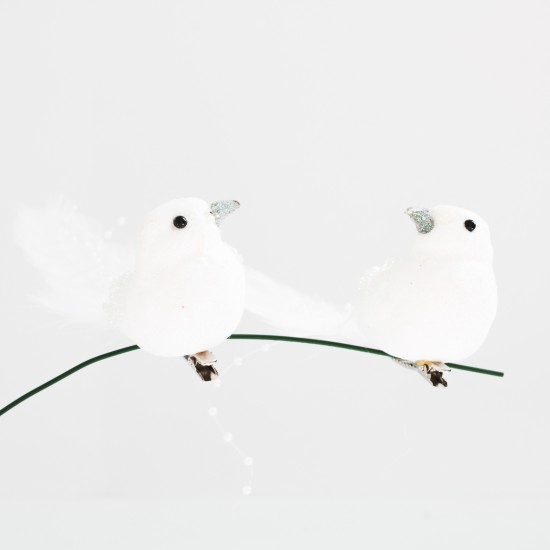 Artificial Bird 2 pcs, white