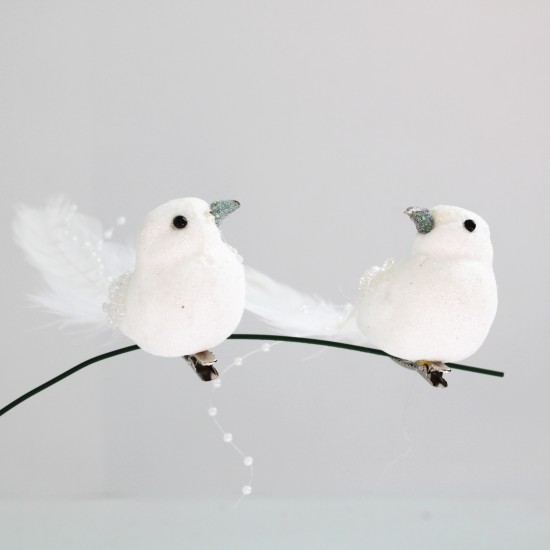 Artificial Bird 2 pcs, white