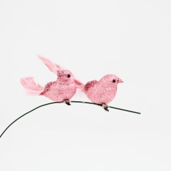 Artificial Bird 2 pcs, pink