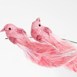 Artificial Bird 2 pcs, pink