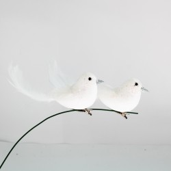 Artificial Bird 2 pcs, white