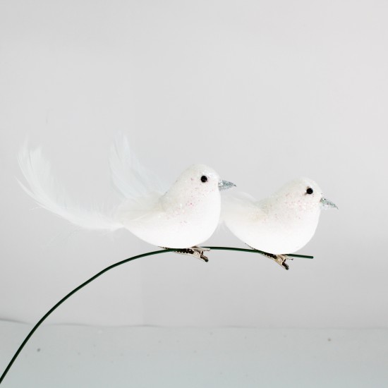 Artificial Bird 2 pcs, white