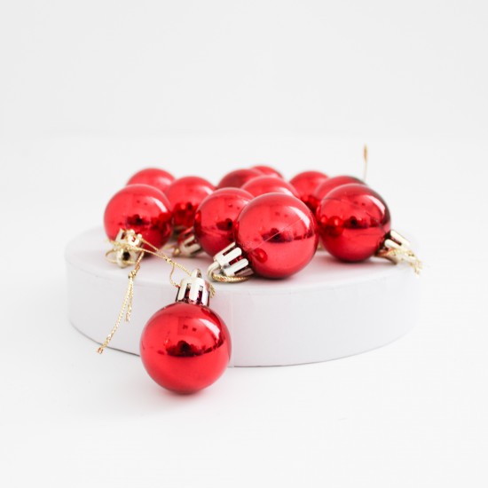 Decorative Christmas Tree Ball, d-2.5cm.,12 pcs, red