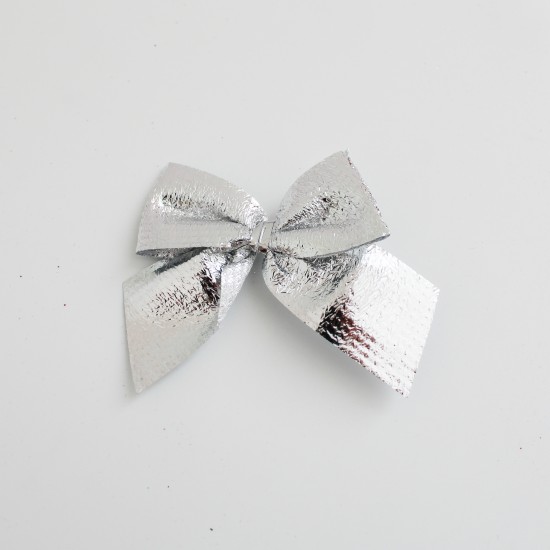 Christmas Tree Ribbon Bow  12 pcs, 5*5cm., silver