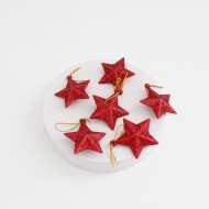 Decors Christmas stars, 6pcs, d-2,5cm.,red