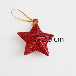 Dekors Ziemassvētku zvaigznes, 6gab, d-2,5cm.,"red"