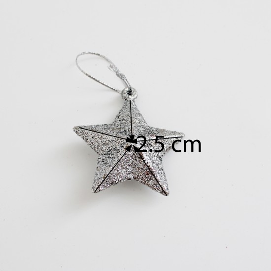 Decors Christmas stars, 6pcs, silver