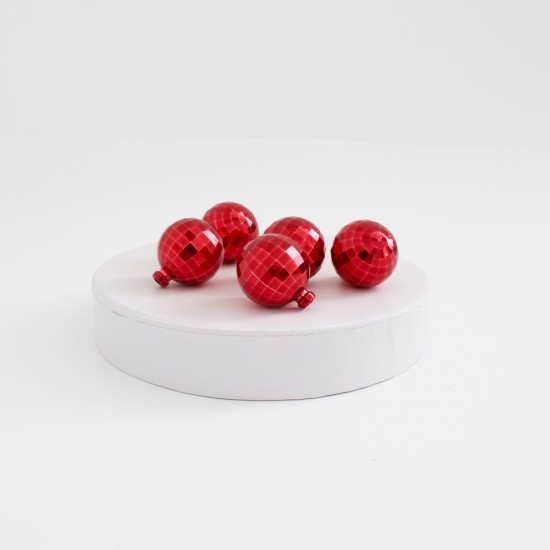 Decorative ball,d-3cm, 5pcs, red