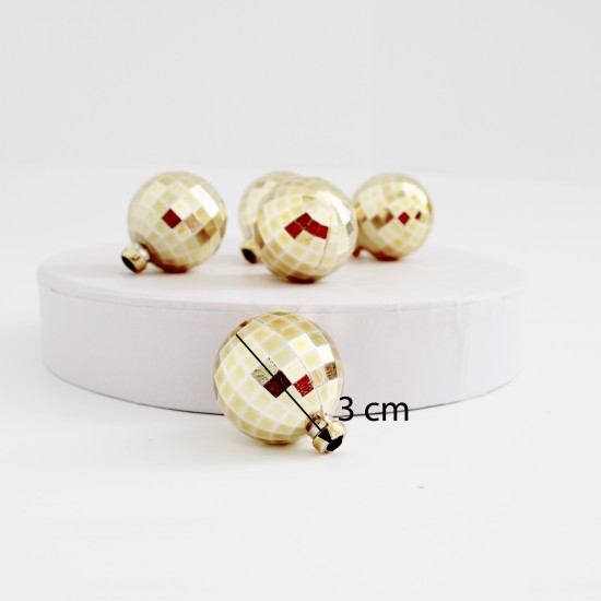 Decorative ball,d-3cm, 5pcs, gold