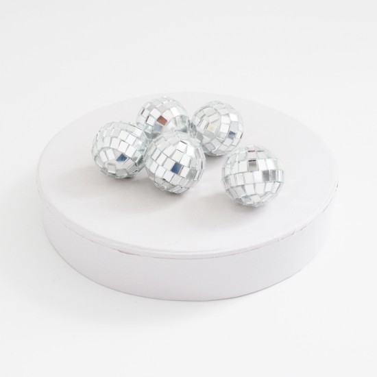 Decorative ball,d-2,5cm, 5pcs, silver