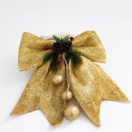 Christmas Tree Ribbon Bow 1 pcs, 23cm.,gold