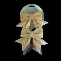 Christmas Tree Ribbon Bow 2 pcs, gold