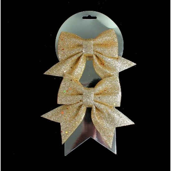 Christmas Tree Ribbon Bow 2 pcs, gold