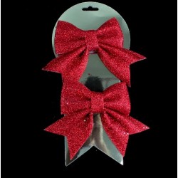 Christmas Tree Ribbon Bow 2 pcs, red