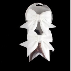 Christmas Tree Ribbon Bow 2 pcs, white