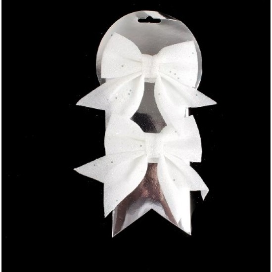 Christmas Tree Ribbon Bow 2 pcs, white