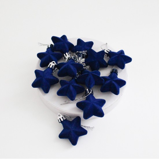 Decorative Christmas Star, 12 pcs, blue