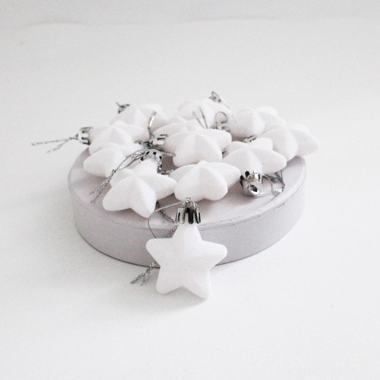 Decorative Christmas Star, 12 pcs, white