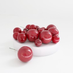 Decorative ball, different sizes, 20 pcs, bordo