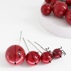 Decorative ball, different sizes, 20 pcs, bordo