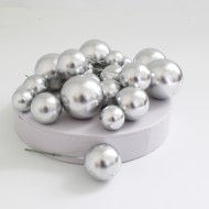 Decorative ball, different sizes, 20 pcs, silver