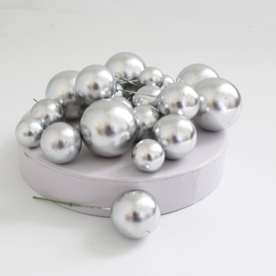 Dekoratīvās bumbiņas, dažādi izmēri, 20 gab.,"silver''